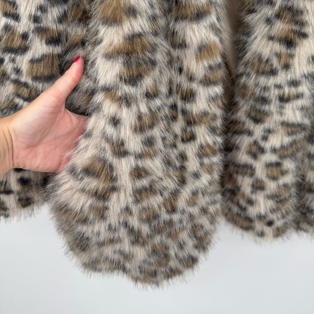 Wild Fable Faux Fur Brown & Cream Leopard Cozy Teddy Jacket Size XL - Picture 4 of 6